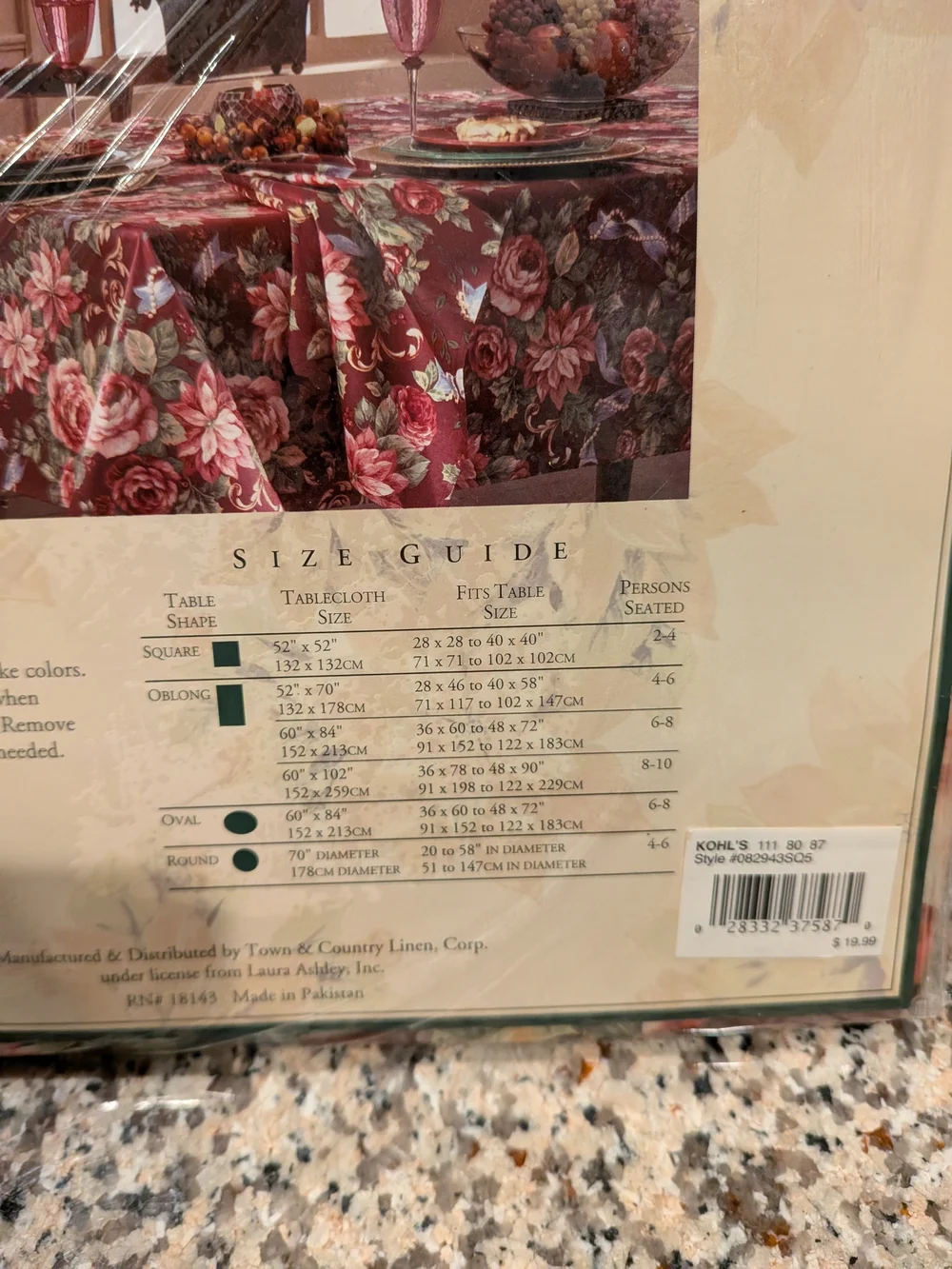 Laura Ashley NEW Old Stock Victorian Floral Roses Tablecloth 52